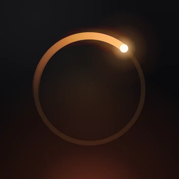 Icono de la app Talaya: el anillo con estela de fuego sobre la noche y un horizonte al fondo
